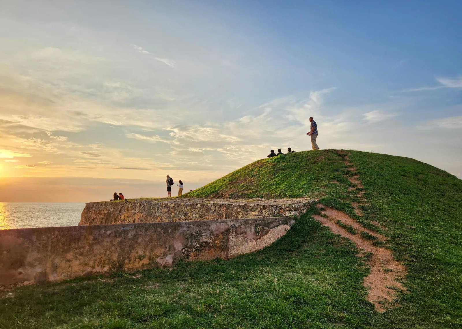 Historic UNESCO World Heritage Galle Dutch Fort ramparts and lighthouse in Sri Lanka.